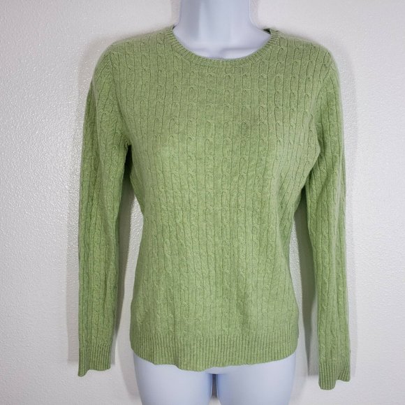 Tweeds Womens Cashmere Sweater Green Cable Knit Long Sleeved Size Small - Picture 4 of 9